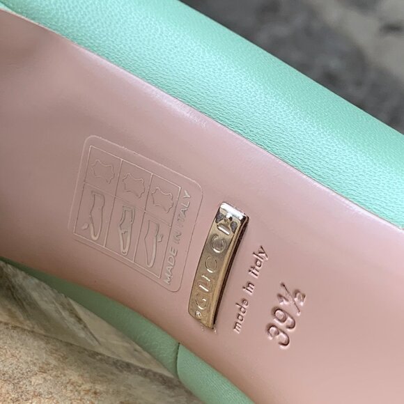 Gucci Seafoam Green Malaga Kid Studded Pumps - Picture 9 of 12